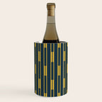 Geometric Striped Geo Chain Vertical Pattern in Navy Blue and Light Mustard Wine Chiller Gallery Image 3