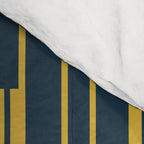 Geometric Striped Geo Chain Vertical Pattern in Navy Blue and Light Mustard Comforter Gallery Image 4