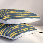 Geometric Striped Geo Chain Vertical Pattern in Navy Blue and Light Mustard Pillow Sham Gallery Image 3