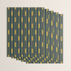 Geometric Striped Geo Chain Vertical Pattern in Navy Blue and Light Mustard Wrapping Paper Gallery Image 3