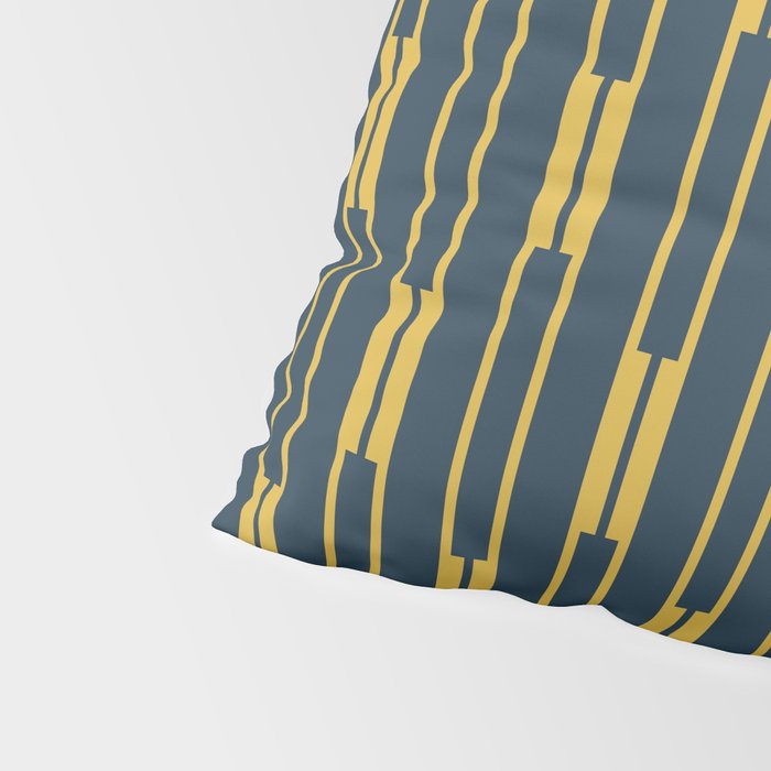 Geometric Striped Geo Chain Vertical Pattern in Navy Blue and Light Mustard Pillow Sham Gallery Image 4