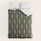 Geometric Striped Geo Chain Vertical Pattern in Navy Blue and Light Mustard Comforter Gallery Image 6