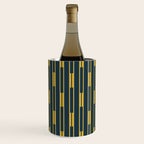 Geometric Striped Geo Chain Vertical Pattern in Navy Blue and Light Mustard Wine Chiller Gallery Image 1