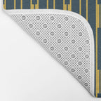 Geometric Striped Geo Chain Vertical Pattern in Navy Blue and Light Mustard Bath Mat Gallery Image 2