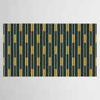 Geometric Striped Geo Chain Vertical Pattern in Navy Blue and Light Mustard Tablecloth Gallery Image 2