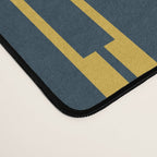 Geometric Striped Geo Chain Vertical Pattern in Navy Blue and Light Mustard Desk Mat Gallery Image 4