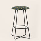 Geometric Striped Geo Chain Vertical Pattern in Navy Blue and Light Mustard Stool Gallery Image 1