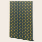 Geometric Striped Geo Chain Vertical Pattern in Navy Blue and Light Mustard Wallpaper Gallery Image 2