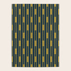 Geometric Striped Geo Chain Vertical Pattern in Navy Blue and Light Mustard Poster Gallery Image 4