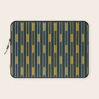 Geometric Striped Geo Chain Vertical Pattern in Navy Blue and Light Mustard Laptop Sleeve Gallery Image 1