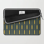 Geometric Striped Geo Chain Vertical Pattern in Navy Blue and Light Mustard Laptop Sleeve Gallery Image 2