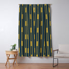 Geometric Striped Geo Chain Vertical Pattern in Navy Blue and Light Mustard Window Curtain Gallery Image 5