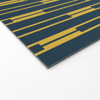 Geometric Striped Geo Chain Vertical Pattern in Navy Blue and Light Mustard Welcome Mat Gallery Image 2