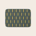 Geometric Striped Geo Chain Vertical Pattern in Navy Blue and Light Mustard Bath Mat Gallery Image 1