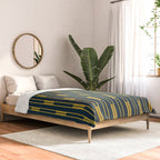 Geometric Striped Geo Chain Vertical Pattern in Navy Blue and Light Mustard Comforter Gallery Image 2