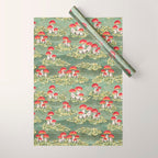 Watercolor moss and mushroom mosaic pattern Wrapping Paper Gallery Image 1