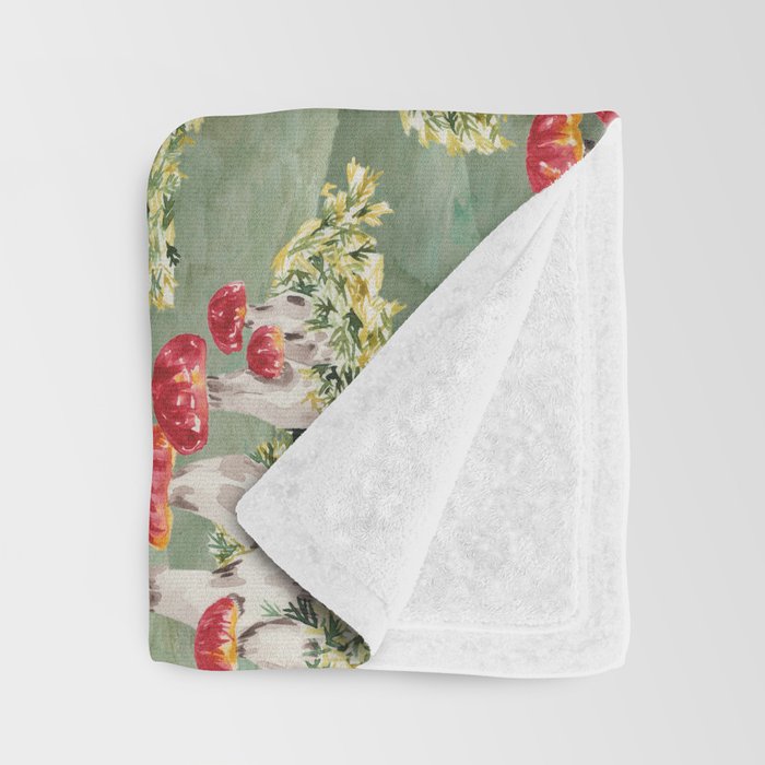 Watercolor moss and mushroom mosaic pattern Throw Blanket Gallery Image 3
