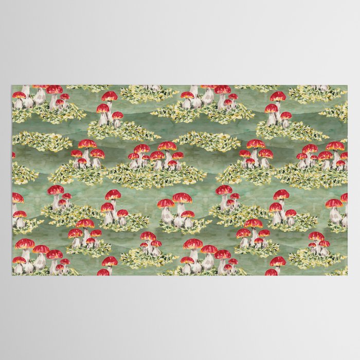 Watercolor moss and mushroom mosaic pattern Tablecloth Gallery Image 2