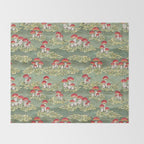 Watercolor moss and mushroom mosaic pattern Throw Blanket Gallery Image 2