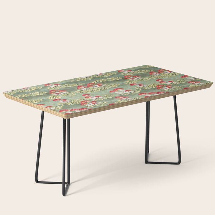 Watercolor moss and mushroom mosaic pattern Coffee Table Gallery Image 1