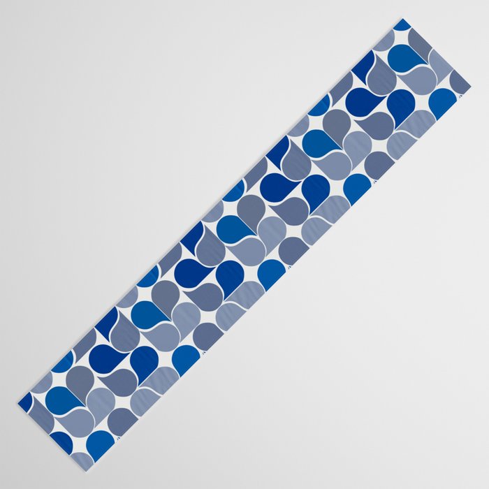 Blue and Gray Geometric Raindrop Pattern Table Runner Gallery Image 3