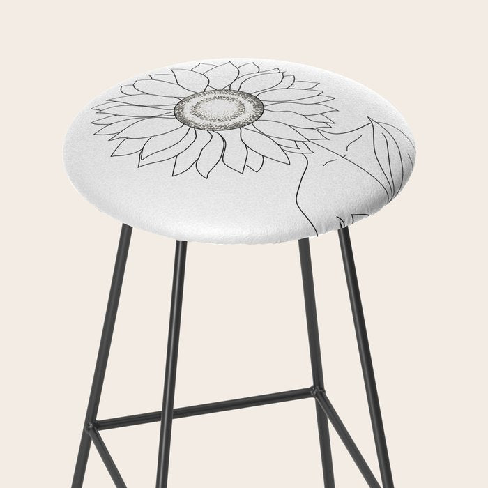 Minimalistic Line Art of Woman with Sunflower Stool Gallery Image 2
