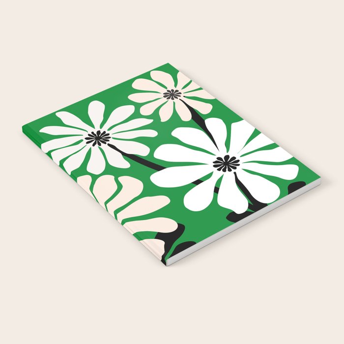 Mod Flower Garden - Black and White on Green Notebook Gallery Image 2