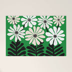 Mod Flower Garden - Black and White on Green Welcome Mat Gallery Image 1