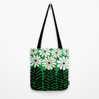 Mod Flower Garden - Black and White on Green Tote Bag Gallery Image 2
