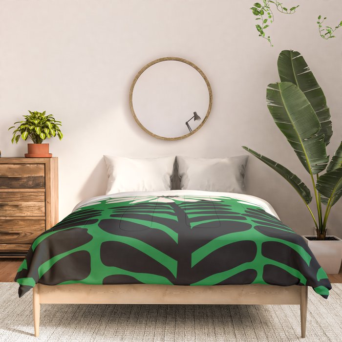 Mod Flower Garden - Black and White on Green Comforter Gallery Image 3