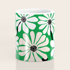 Mod Flower Garden - Black and White on Green Coffee Mug Gallery Image 4