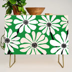 Mod Flower Garden - Black and White on Green Credenza Gallery Image 1