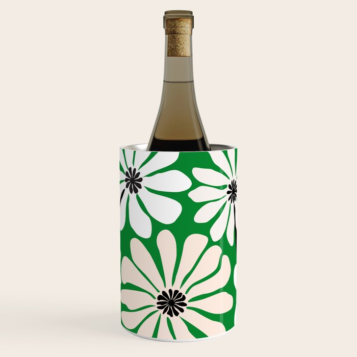 Mod Flower Garden - Black and White on Green Wine Chiller Gallery Image 1