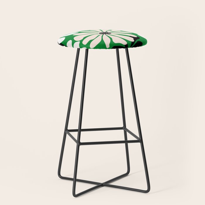 Mod Flower Garden - Black and White on Green Stool Gallery Image 1