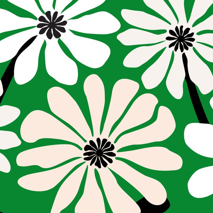Mod Flower Garden - Black and White on Green Coffee Mug Gallery Image 2
