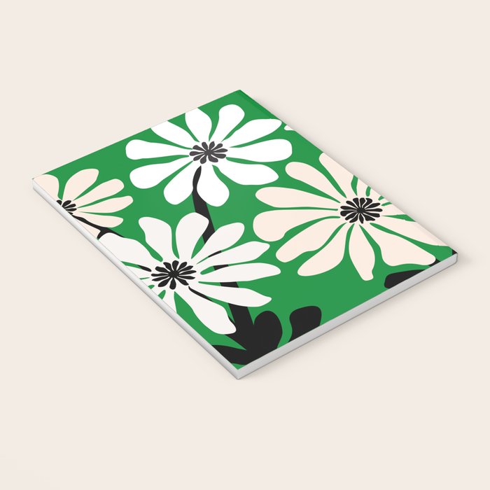 Mod Flower Garden - Black and White on Green Notebook Gallery Image 3