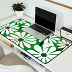 Mod Flower Garden - Black and White on Green Desk Mat Gallery Image 2