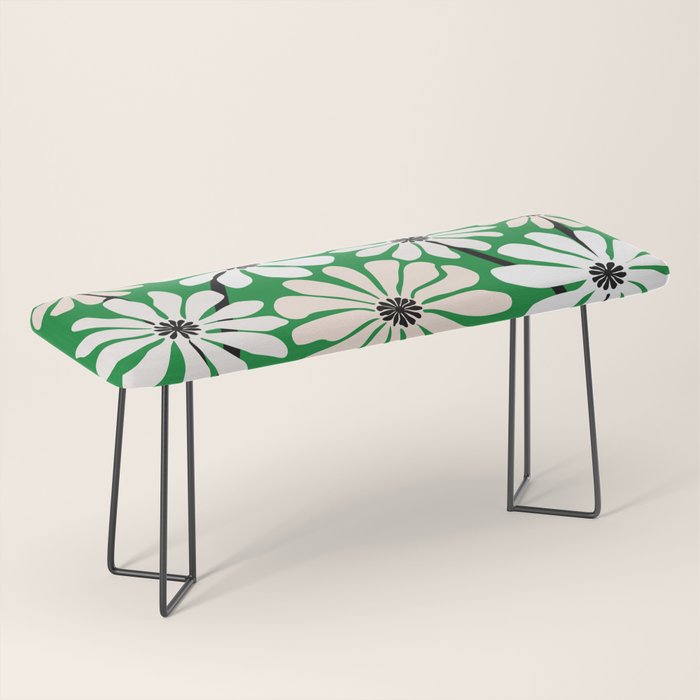 Mod Flower Garden - Black and White on Green Bench Gallery Image 1