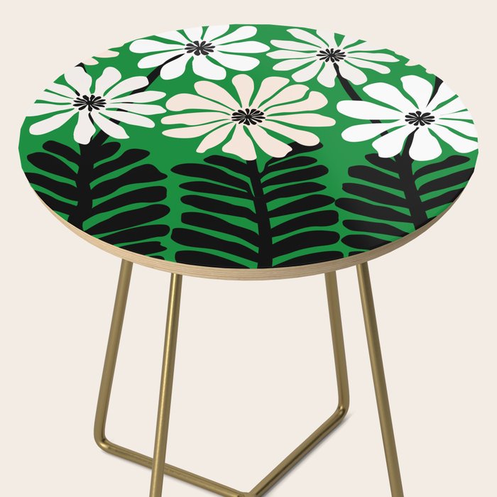 Mod Flower Garden - Black and White on Green Side Table Gallery Image 2