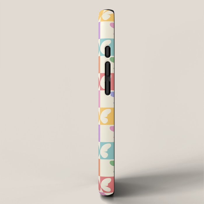 Retro Colorful Butterfly Checkered Pattern iPhone Case Gallery Image 2