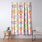 Retro Colorful Butterfly Checkered Pattern Window Curtain Gallery Image 5