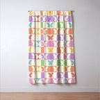 Retro Colorful Butterfly Checkered Pattern Window Curtain Gallery Image 3