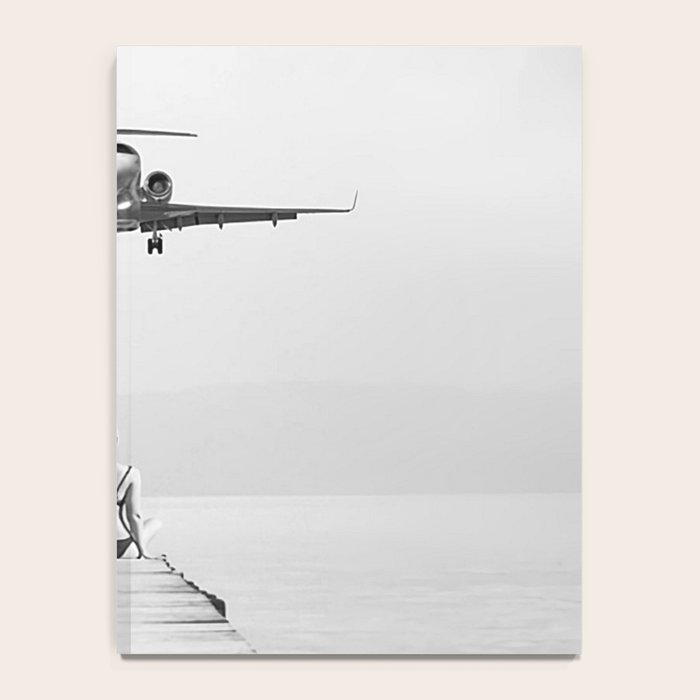 Steady As She Goes 6; aircraft coming in for an island landing female in bikini black and white photography - photographs - photograph Notebook Gallery Image 4