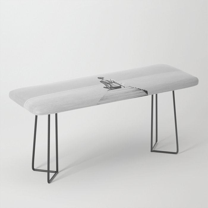 Steady As She Goes 6; aircraft coming in for an island landing female in bikini black and white photography - photographs - photograph Bench Gallery Image 1