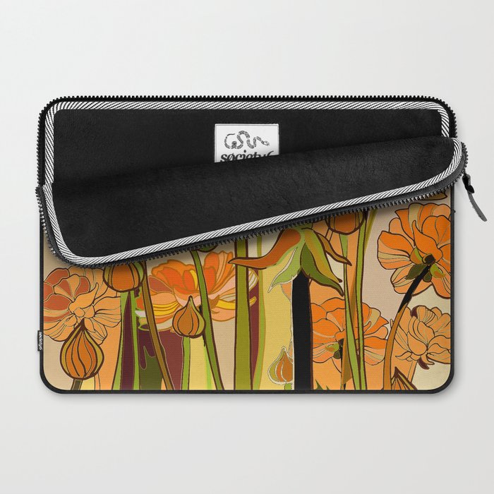 70s, Orange California poppies, mid century, 70s retro, flowers Laptop Sleeve Gallery Image 2