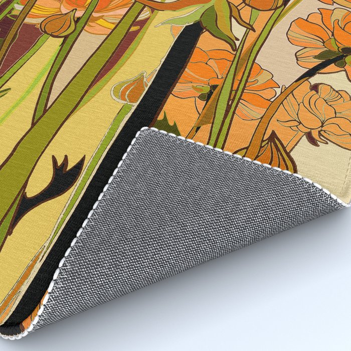 70s, Orange California poppies, mid century, 70s retro, flowers Rug Gallery Image 4