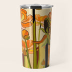 70s, Orange California poppies, mid century, 70s retro, flowers Travel Mug Gallery Image 1