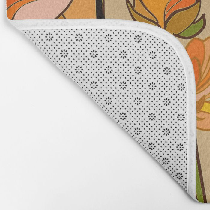 70s, Orange California poppies, mid century, 70s retro, flowers Bath Mat Gallery Image 2