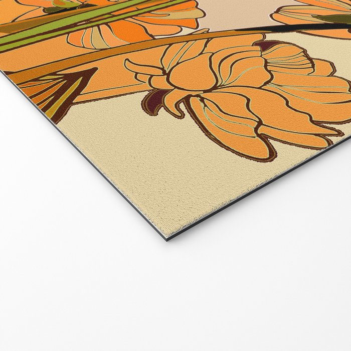 70s, Orange California poppies, mid century, 70s retro, flowers Welcome Mat Gallery Image 2