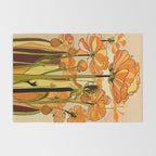 70s, Orange California poppies, mid century, 70s retro, flowers Rug Gallery Image 2